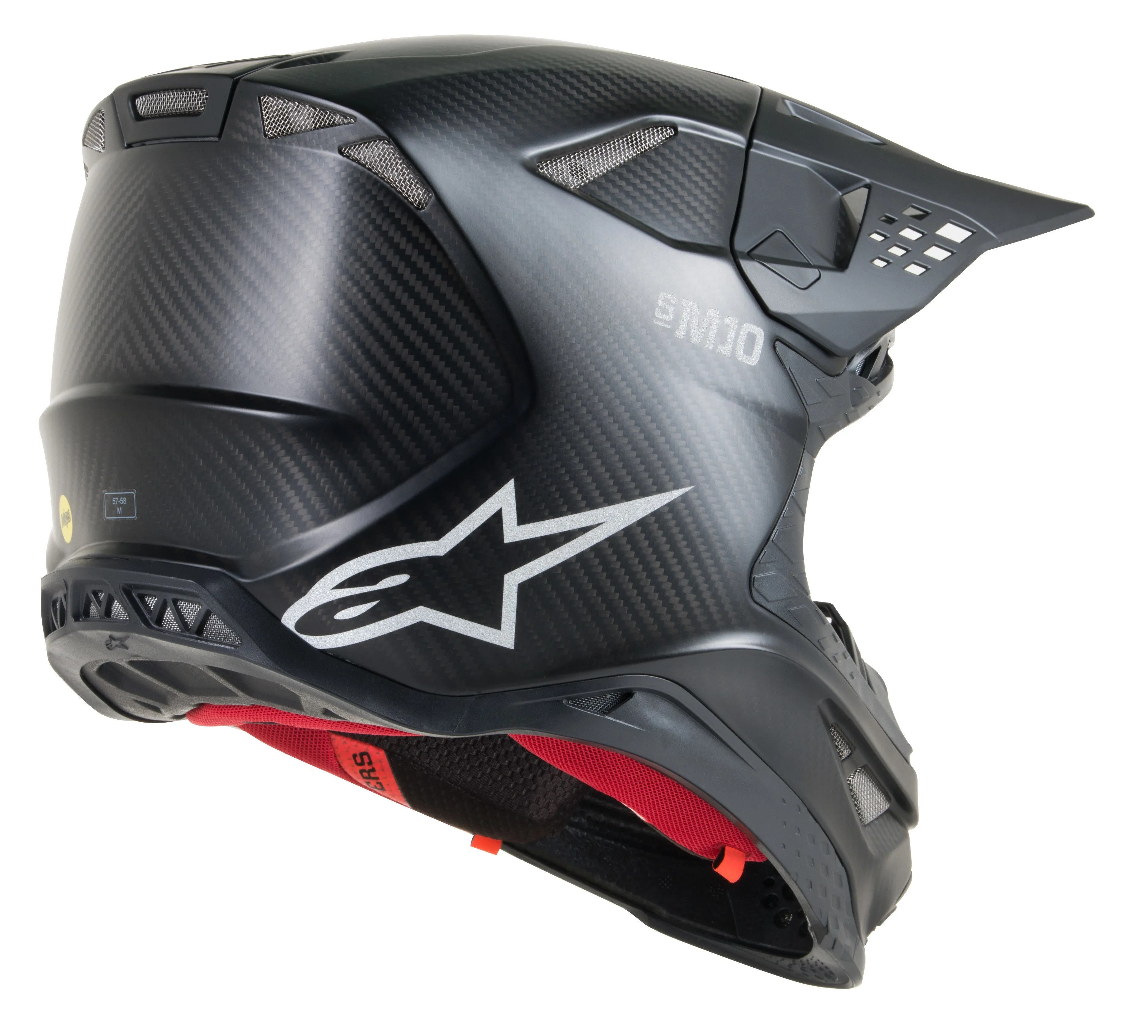ALPINESTARS S.TECH S-M10 SOLID HELMET CARBON BLACK XS 8300319-1300-XS
