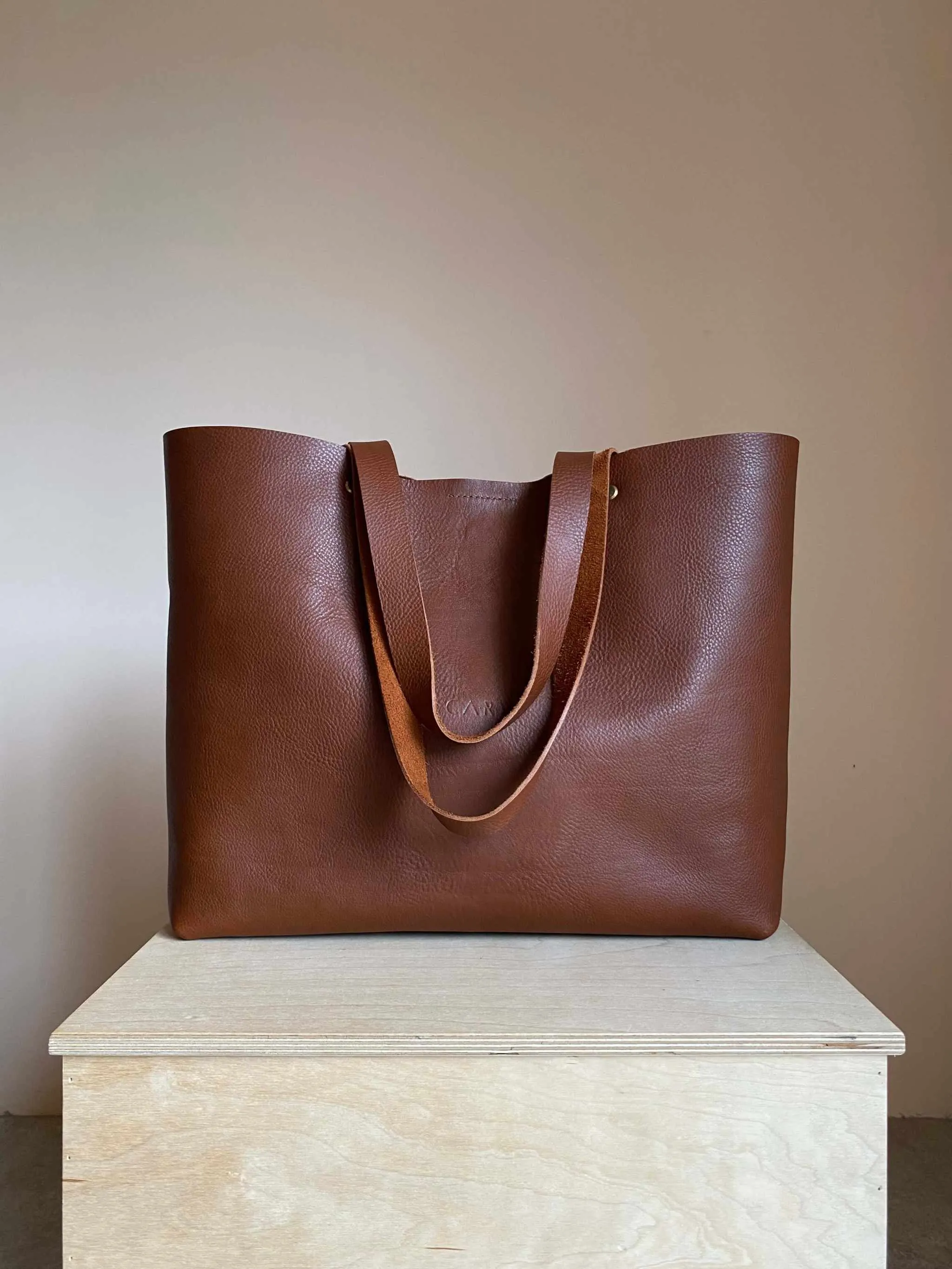 Basket Maxi Leather Tote Bag in Black, Tan or Natural