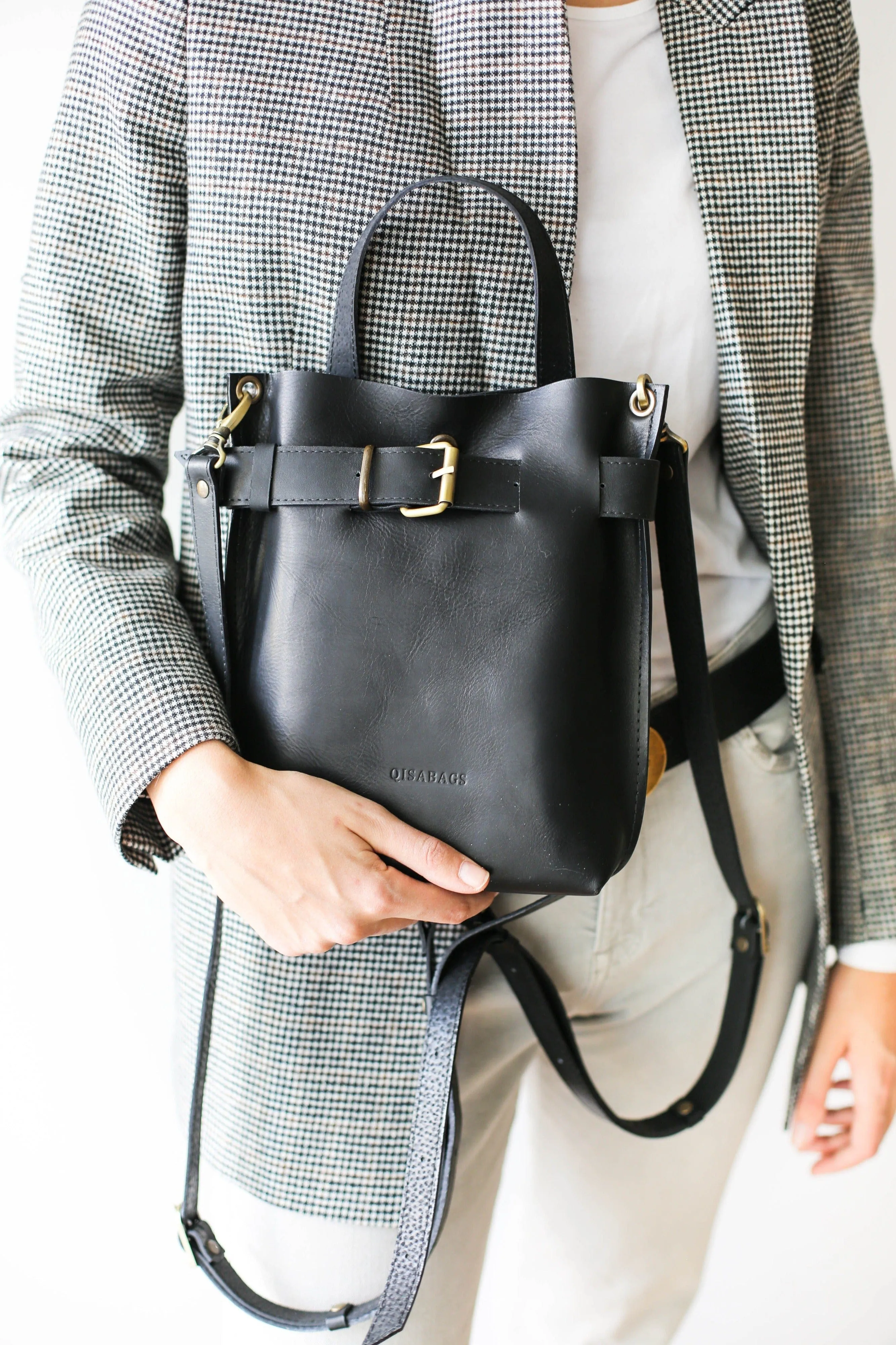 Black Mini Leather Backpack