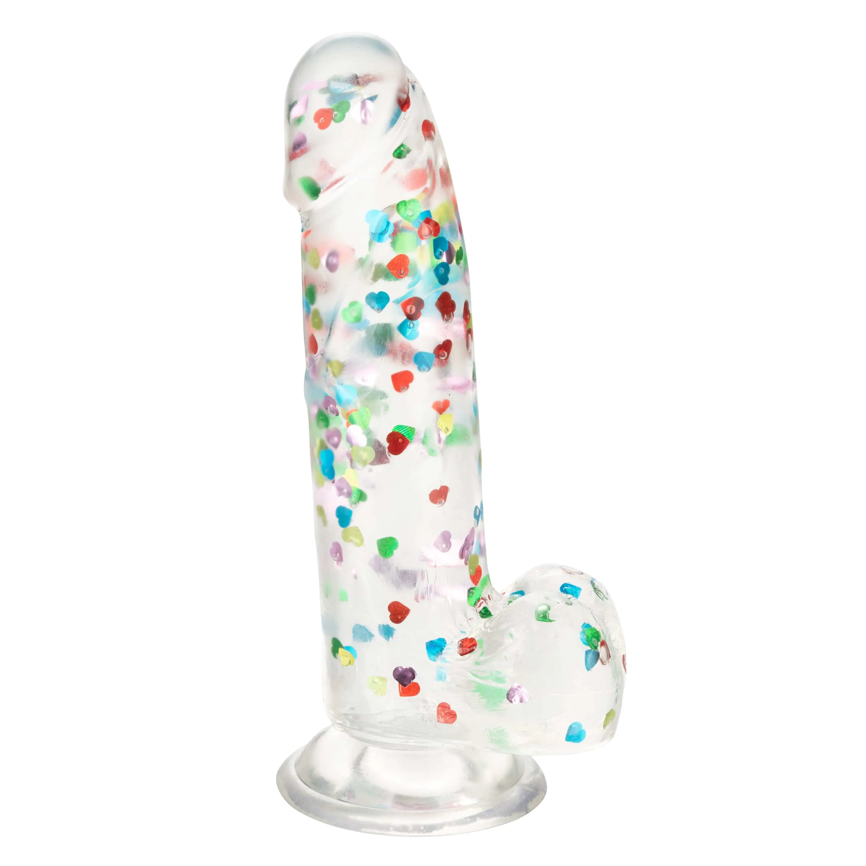 California Exotics - Naughty Bits I Love Dick Heart filled Dong Realistic Dildo with Balls 8" (Clear)