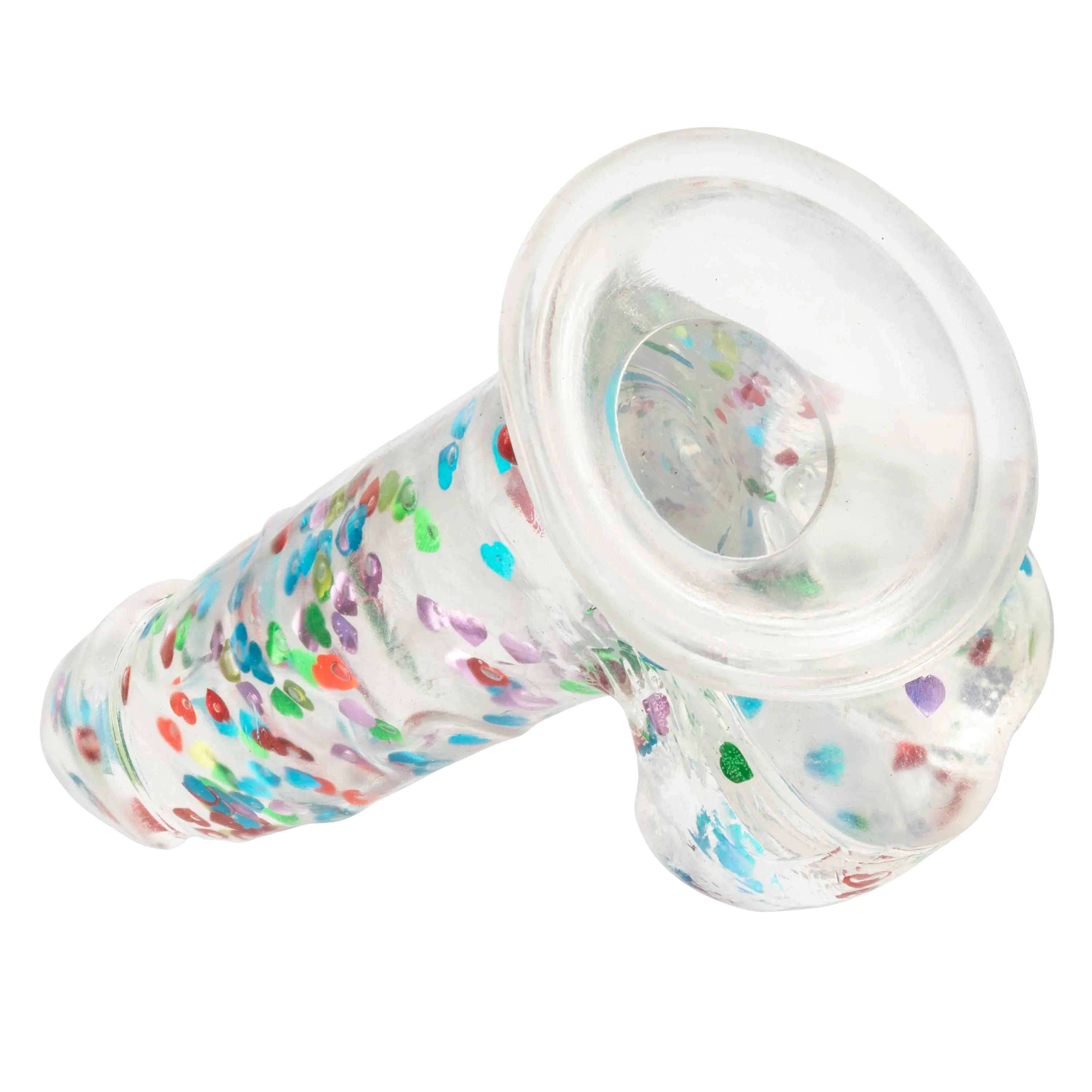 California Exotics - Naughty Bits I Love Dick Heart filled Dong Realistic Dildo with Balls 8" (Clear)