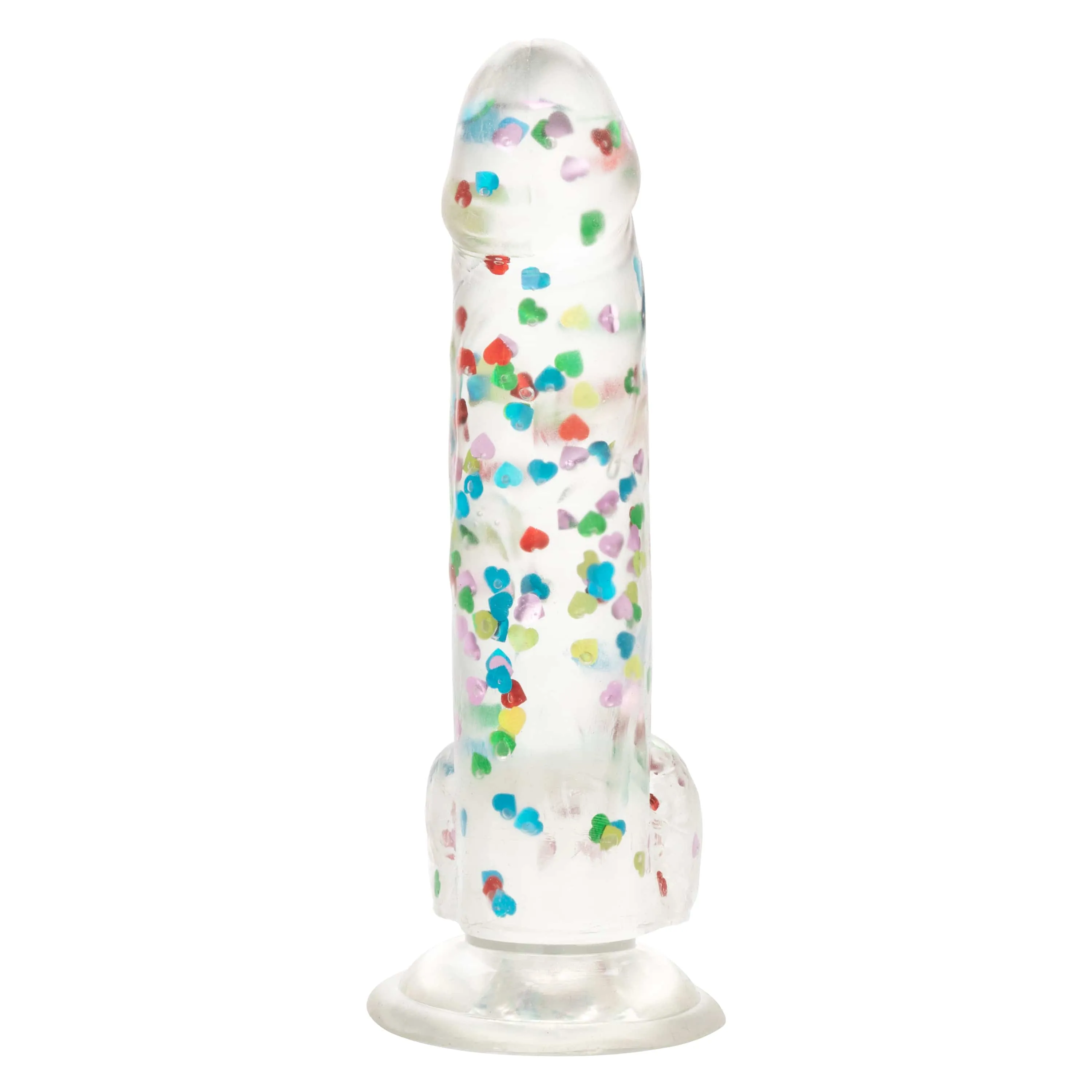 California Exotics - Naughty Bits I Love Dick Heart filled Dong Realistic Dildo with Balls 8" (Clear)