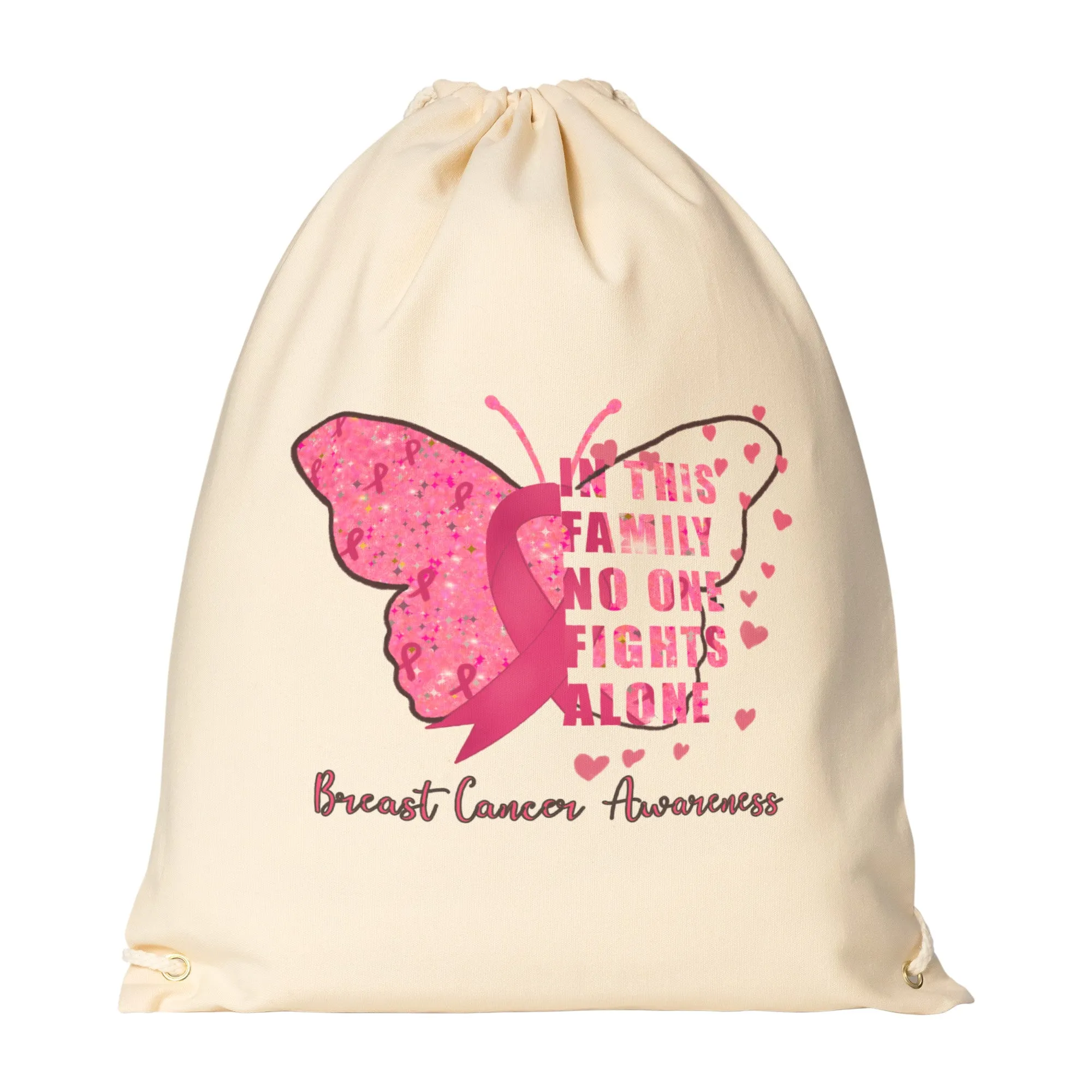 Drawstring Canvas Backpack BREAST CANCER AWARENESS