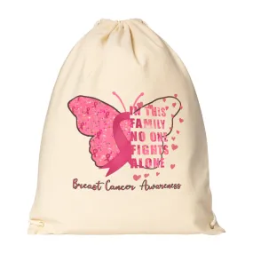 Drawstring Canvas Backpack BREAST CANCER AWARENESS