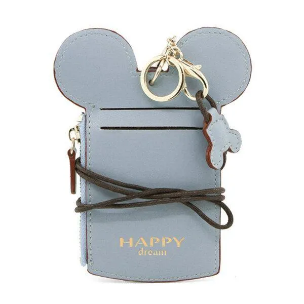 elvesmall Cute Animal Shape Card Holder Wallet Purse Neck Wallet Lanyard Wallet for Women