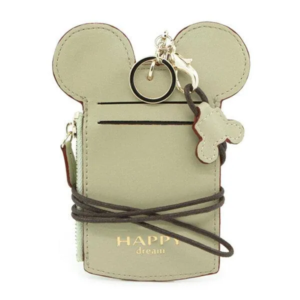 elvesmall Cute Animal Shape Card Holder Wallet Purse Neck Wallet Lanyard Wallet for Women