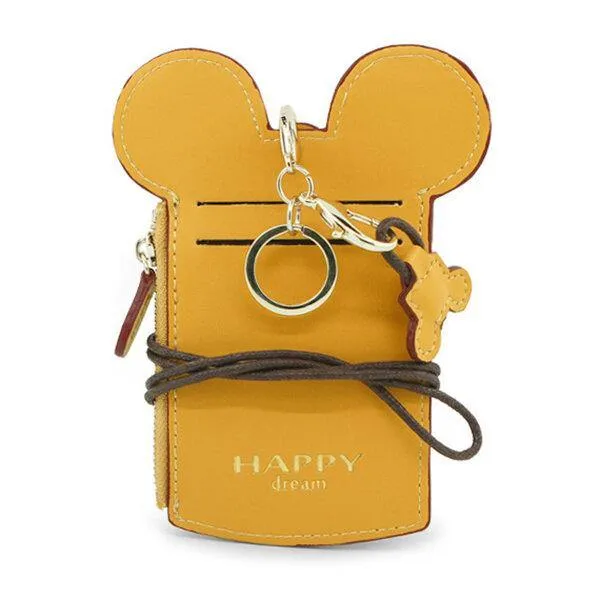 elvesmall Cute Animal Shape Card Holder Wallet Purse Neck Wallet Lanyard Wallet for Women