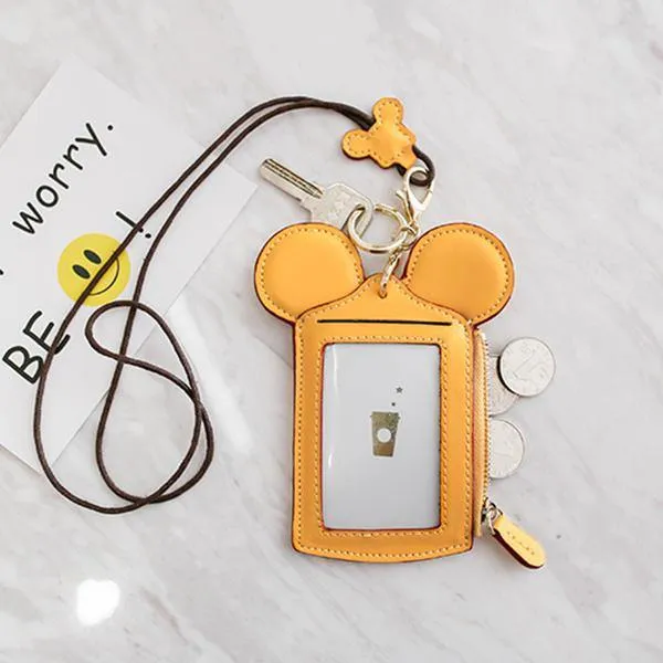 elvesmall Cute Animal Shape Card Holder Wallet Purse Neck Wallet Lanyard Wallet for Women