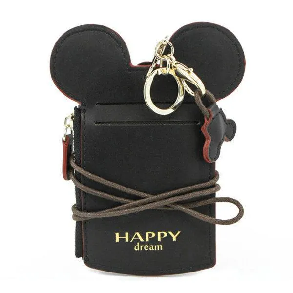 elvesmall Cute Animal Shape Card Holder Wallet Purse Neck Wallet Lanyard Wallet for Women