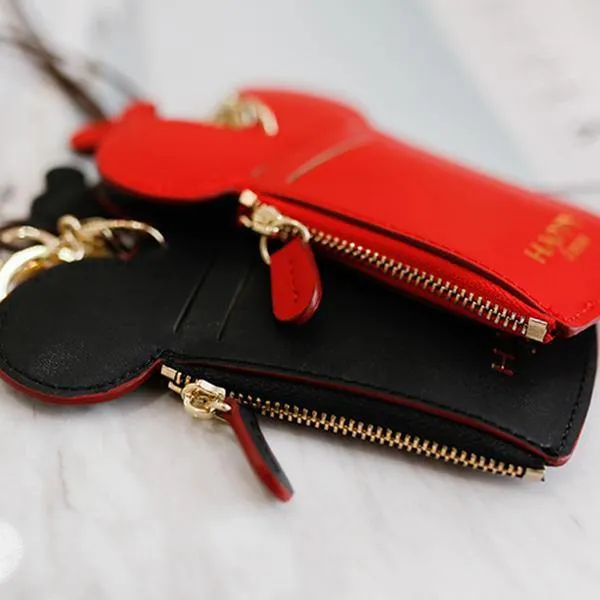 elvesmall Cute Animal Shape Card Holder Wallet Purse Neck Wallet Lanyard Wallet for Women