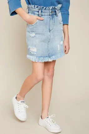 Girls High Waist Denim Skirt
