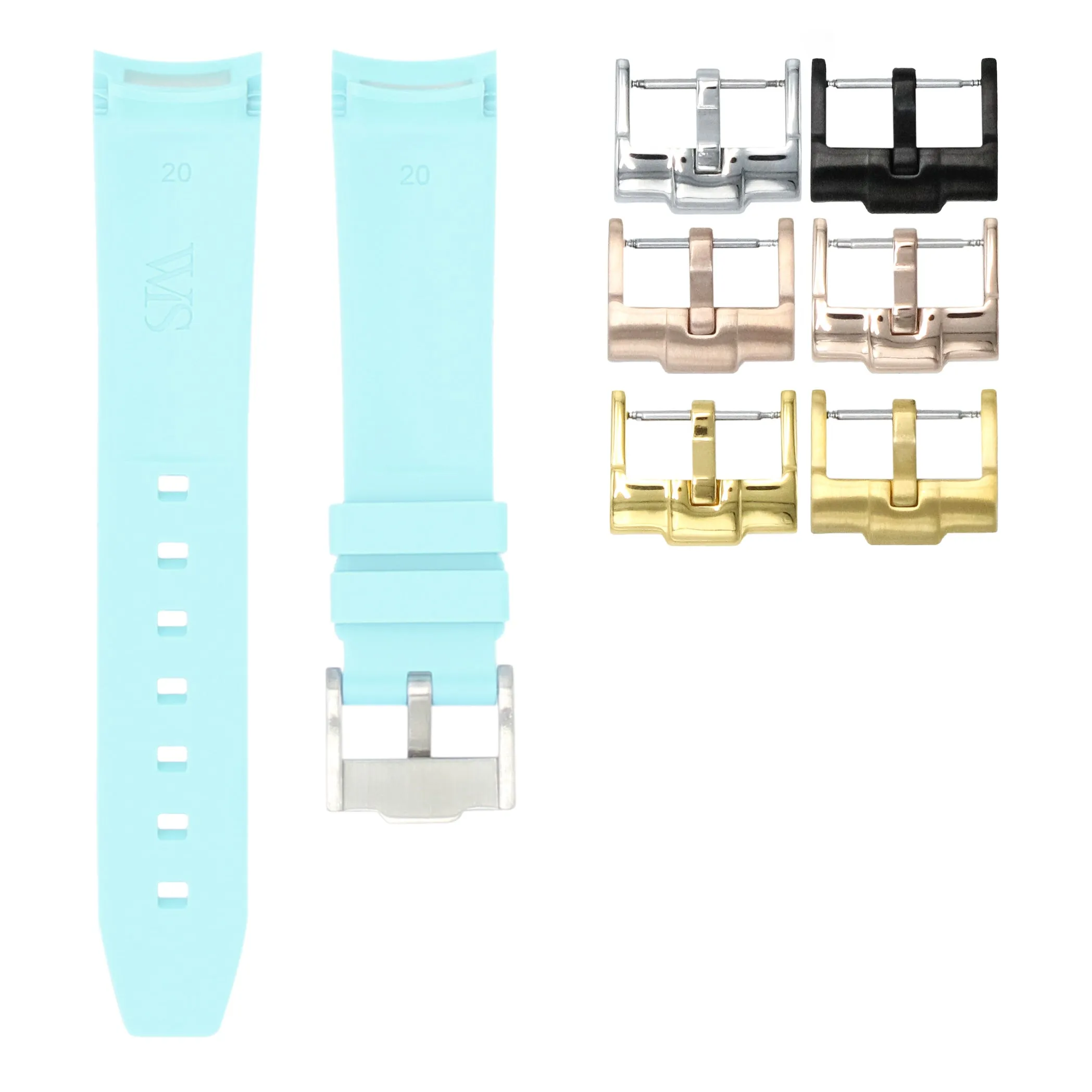 Glacier Blue - Rubber Watch Strap For Monta Noble