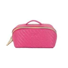 Herringbone Beauty Bag Small | Raspberry