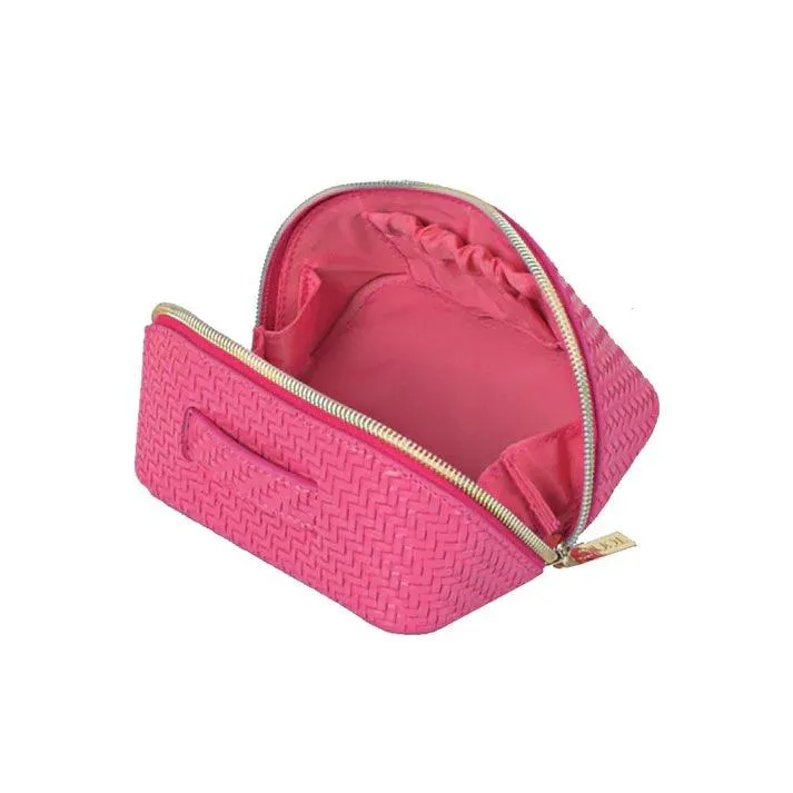 Herringbone Beauty Bag Small | Raspberry