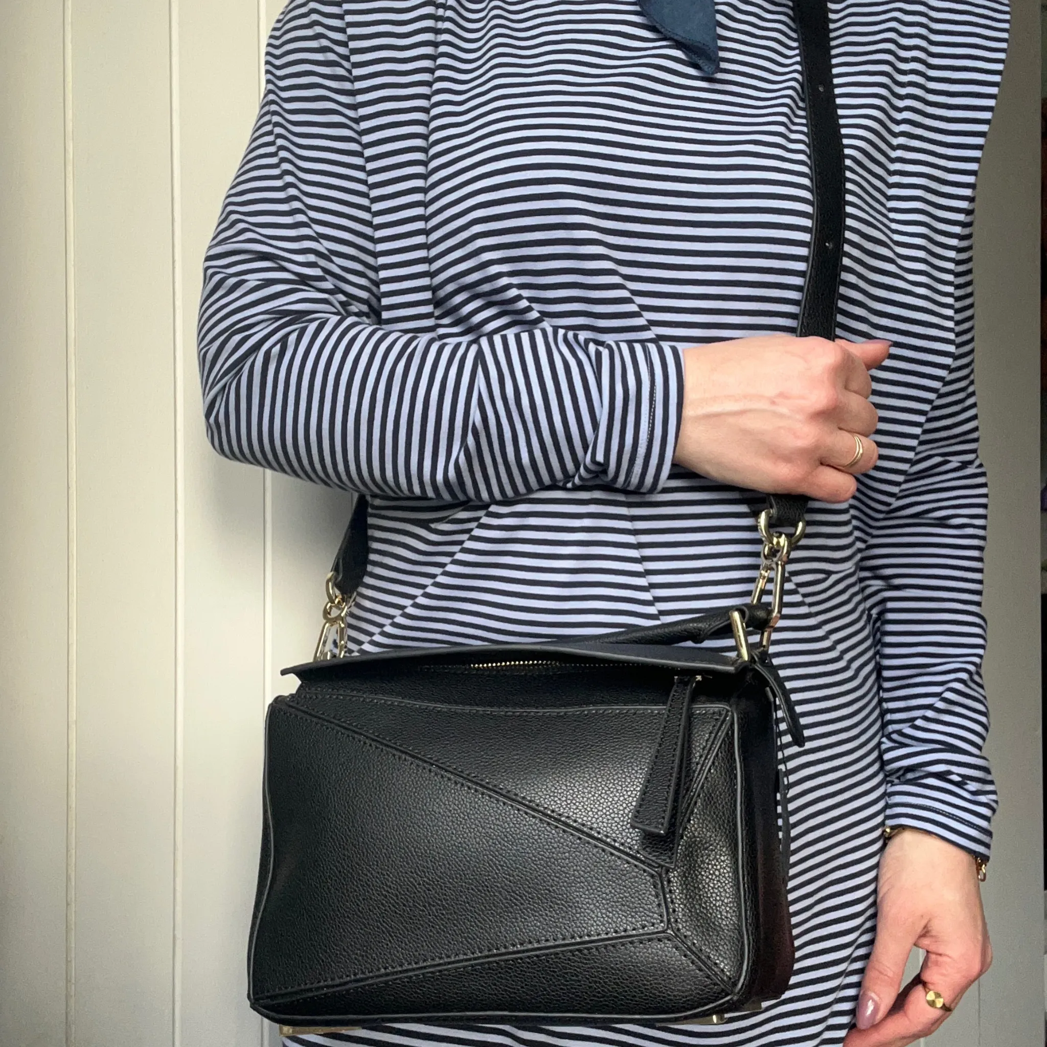 Leather Grab Handle Geometric Bags