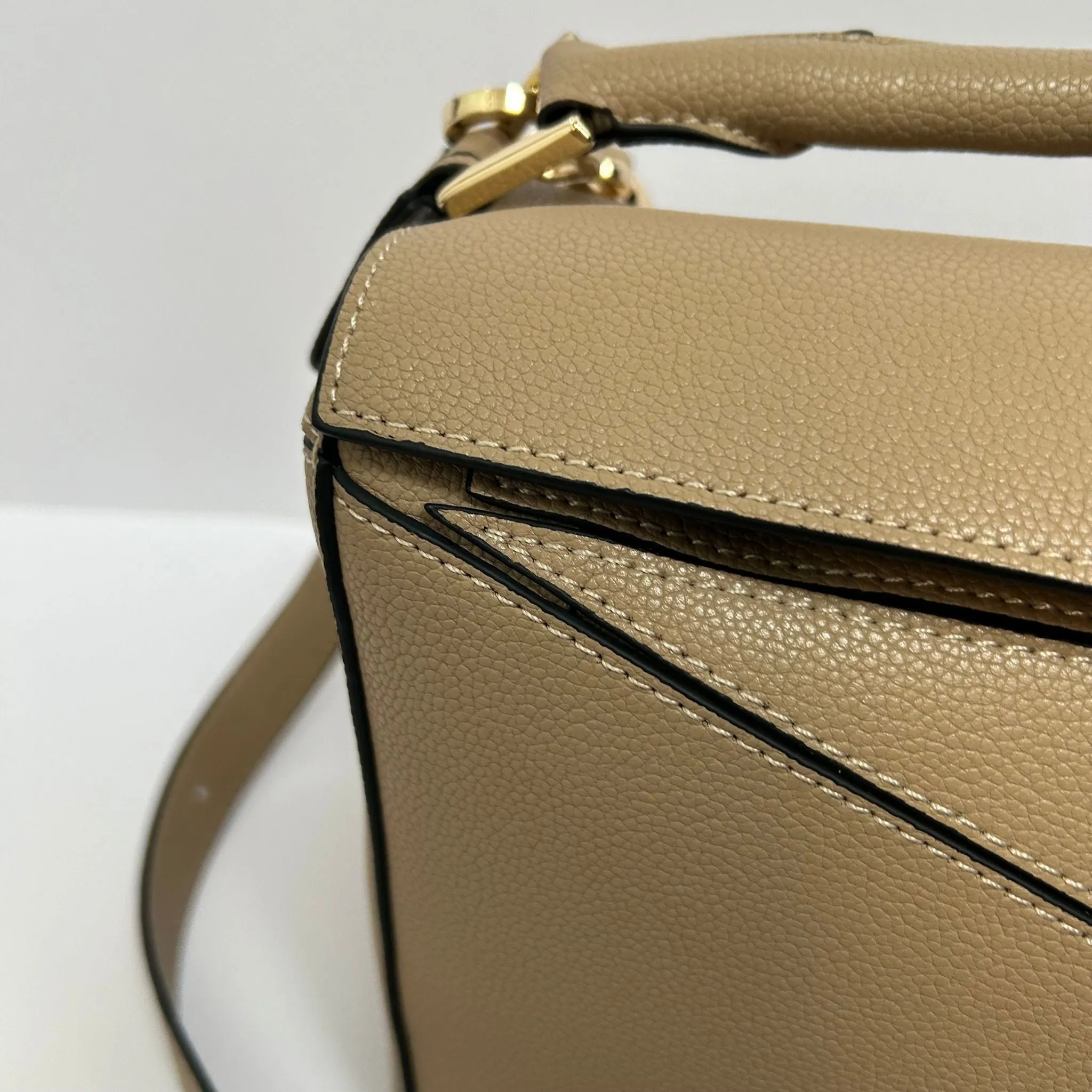 Leather Grab Handle Geometric Bags