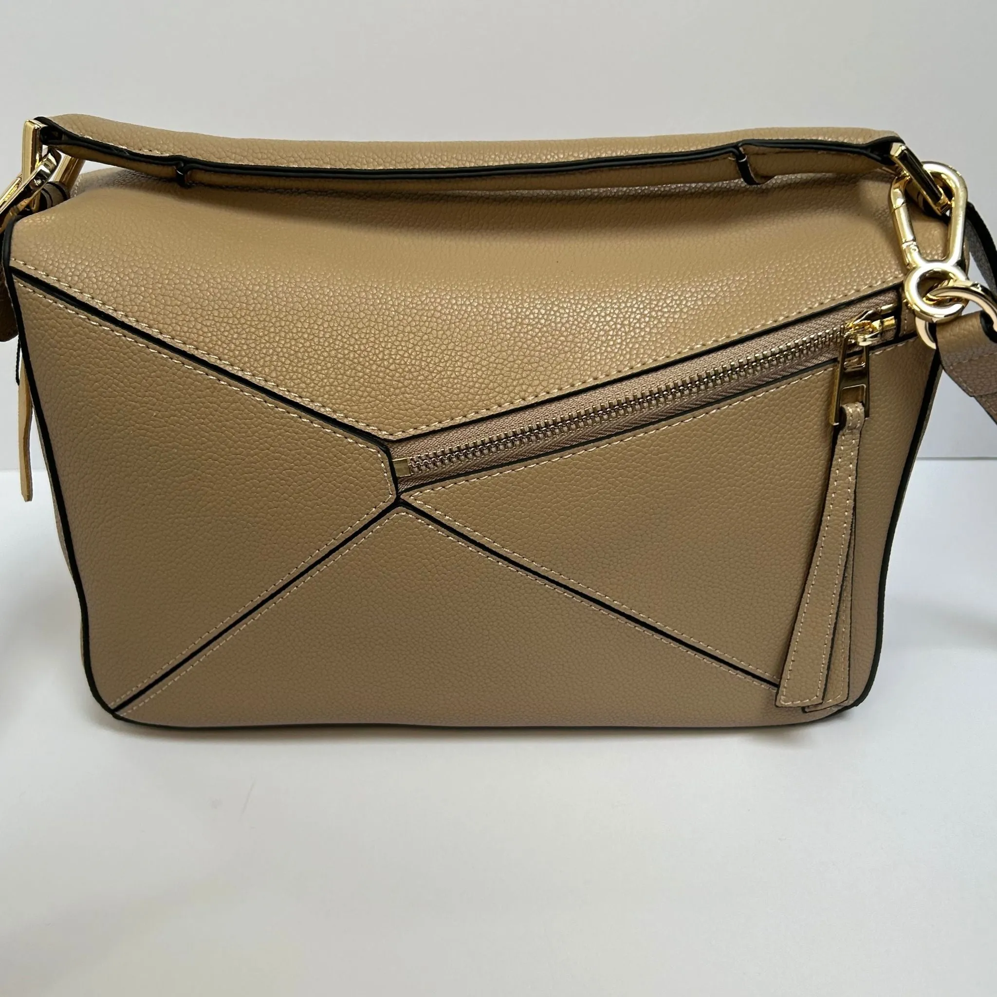 Leather Grab Handle Geometric Bags