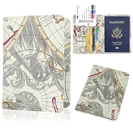 Leather Passport Holder Cover-Travel Wallet, RFID Blocking (15 colors)