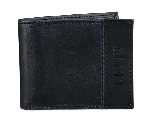 Levi's Men's Extra Capacity Slimfold Wallet, Black Leather, One Size