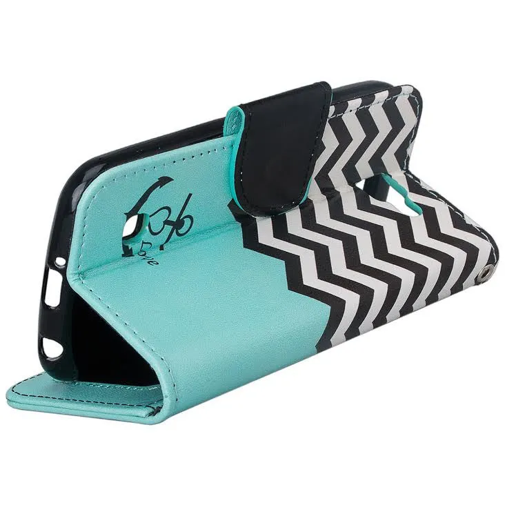LG Optimus Zone 3 Cases | LG K4 Cases | LG Spree Cases | LG Rebel Cases, Wrist Strap Magnetic Flip Folio [Kickstand Feature] Pu Leather Wallet Case with ID & Credit Card Slot - Teal Anchor