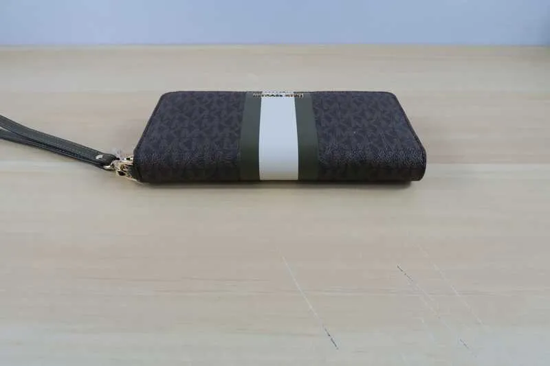 Logo Stripe Continental Wristlet