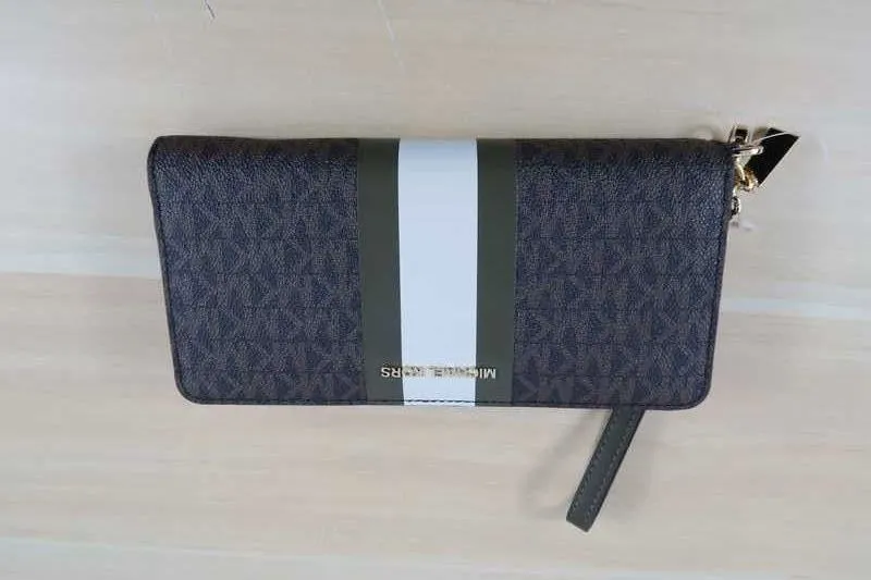 Logo Stripe Continental Wristlet