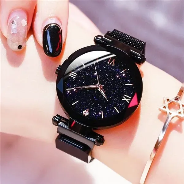 Luxury Starry Sky Women Watches Magnetic Mesh Belt Band Watch 2023 Women's Casual Fashion Dress Wristwatch Zegarek Damski