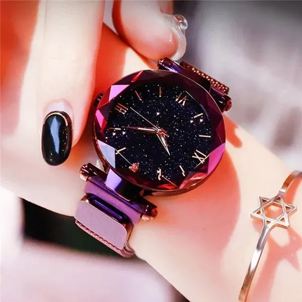 Luxury Starry Sky Women Watches Magnetic Mesh Belt Band Watch 2023 Women's Casual Fashion Dress Wristwatch Zegarek Damski