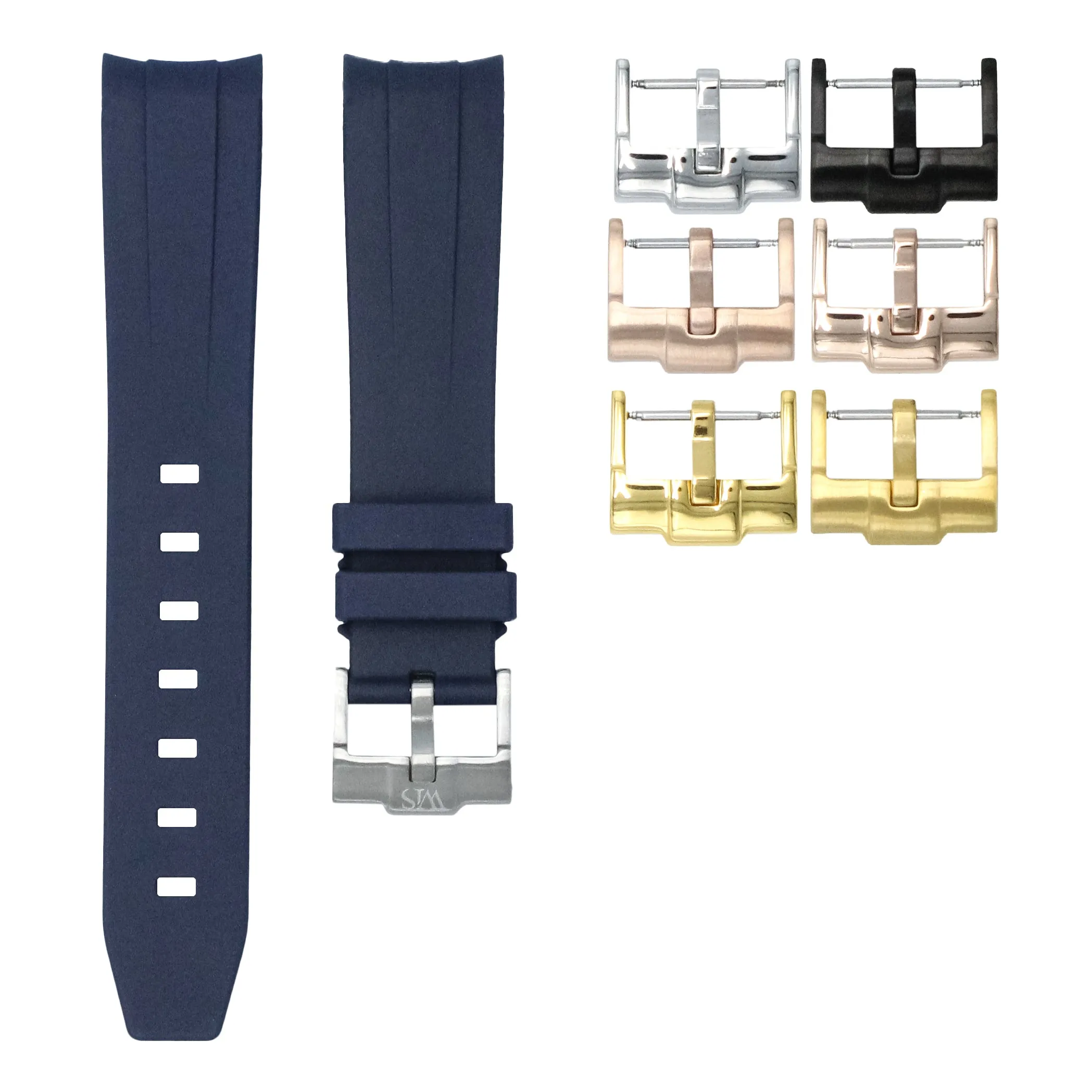 Marine Blue - Rubber Watch Strap For Monta Noble