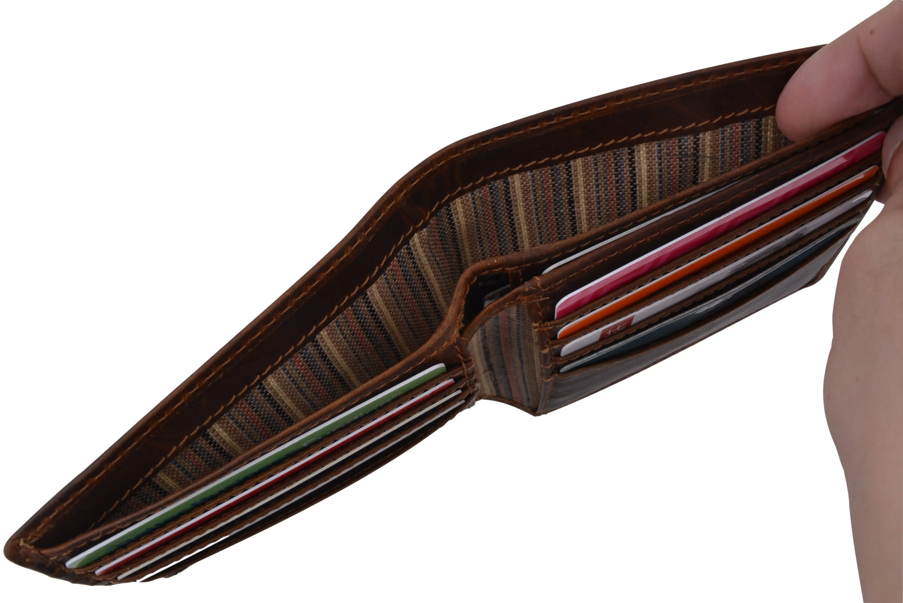 Mens RFID Blocking Crazy Horse Credit Card ID Bifold Wallet by Cazoro