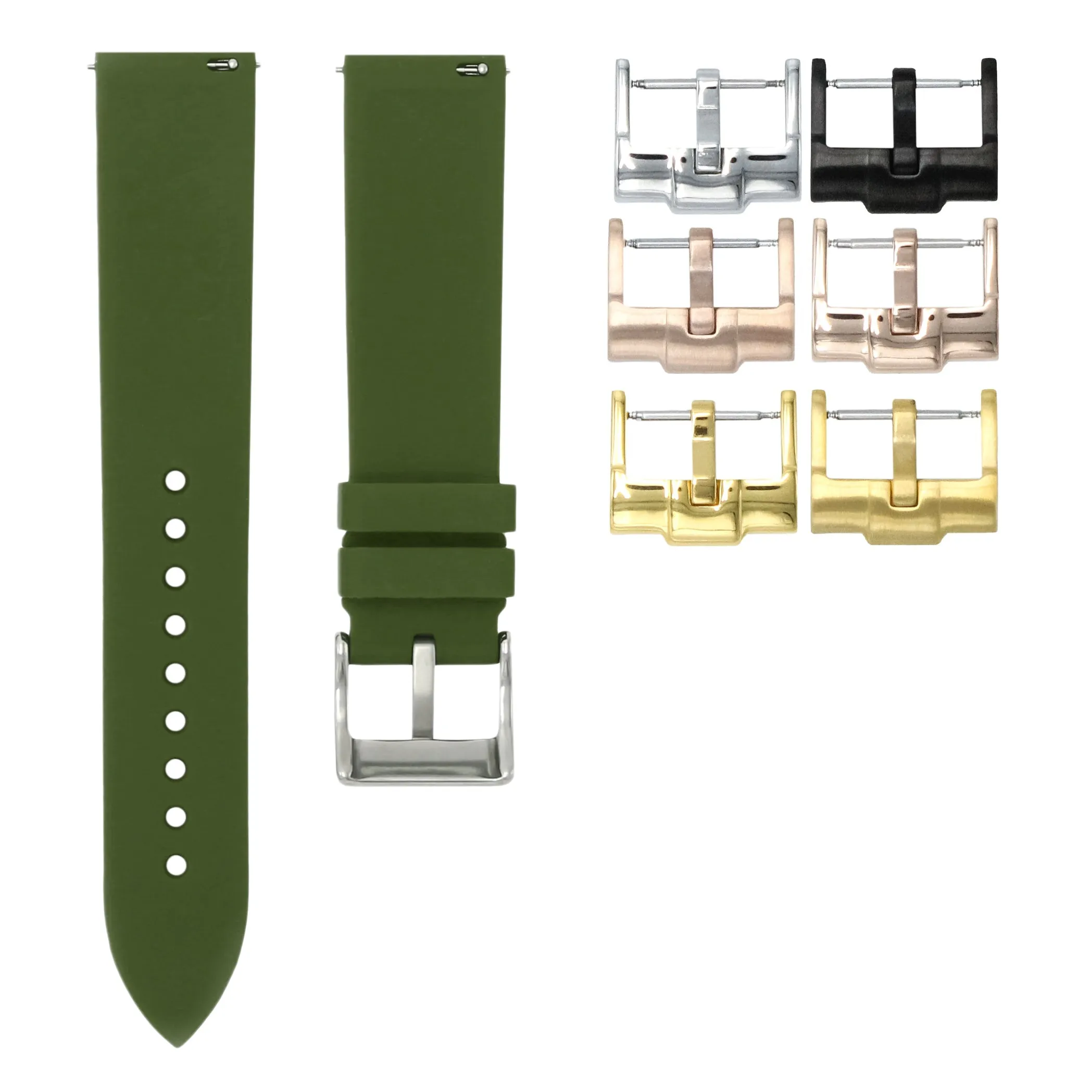 Olive Green - Quick Release Rubber Watch Strap For Monta Noble