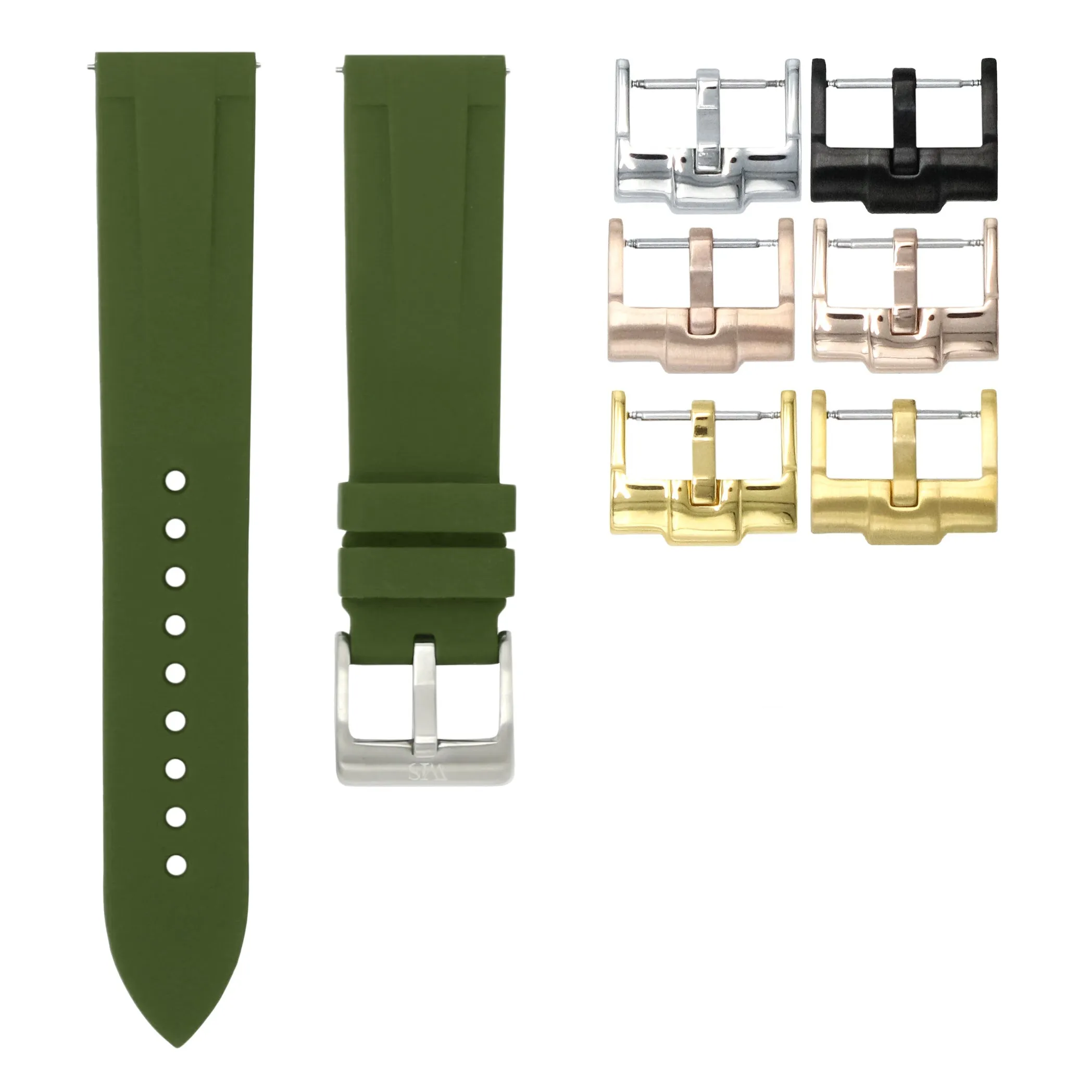 Olive Green - Quick Release Rubber Watch Strap For Monta Noble