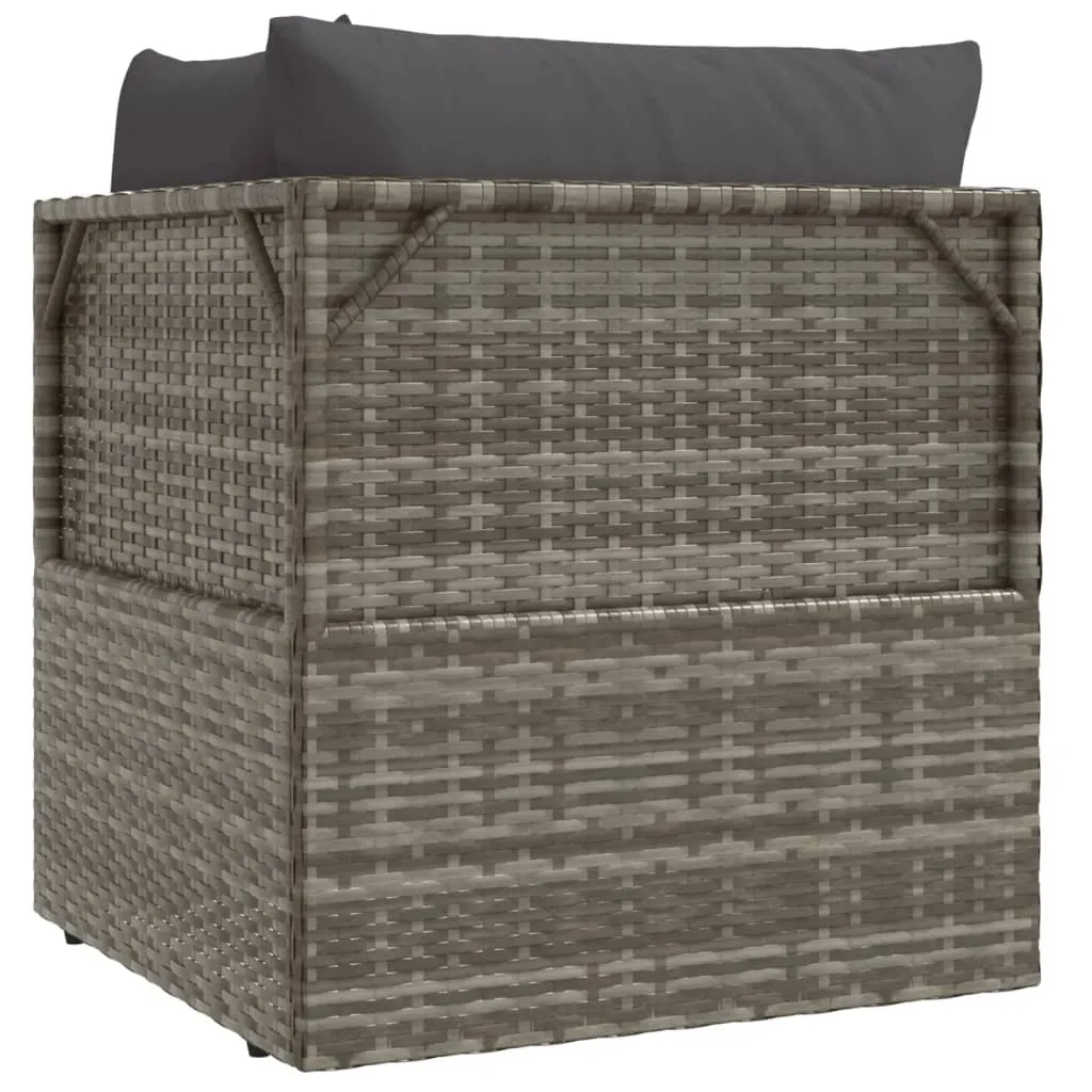 Patio Corner Sofa with Cushion Gray 22.4"x22.4"x22" Poly Rattan