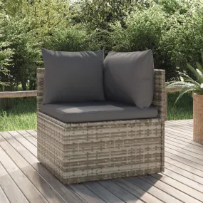 Patio Corner Sofa with Cushion Gray 22.4"x22.4"x22" Poly Rattan