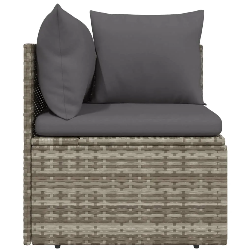 Patio Corner Sofa with Cushion Gray 22.4"x22.4"x22" Poly Rattan