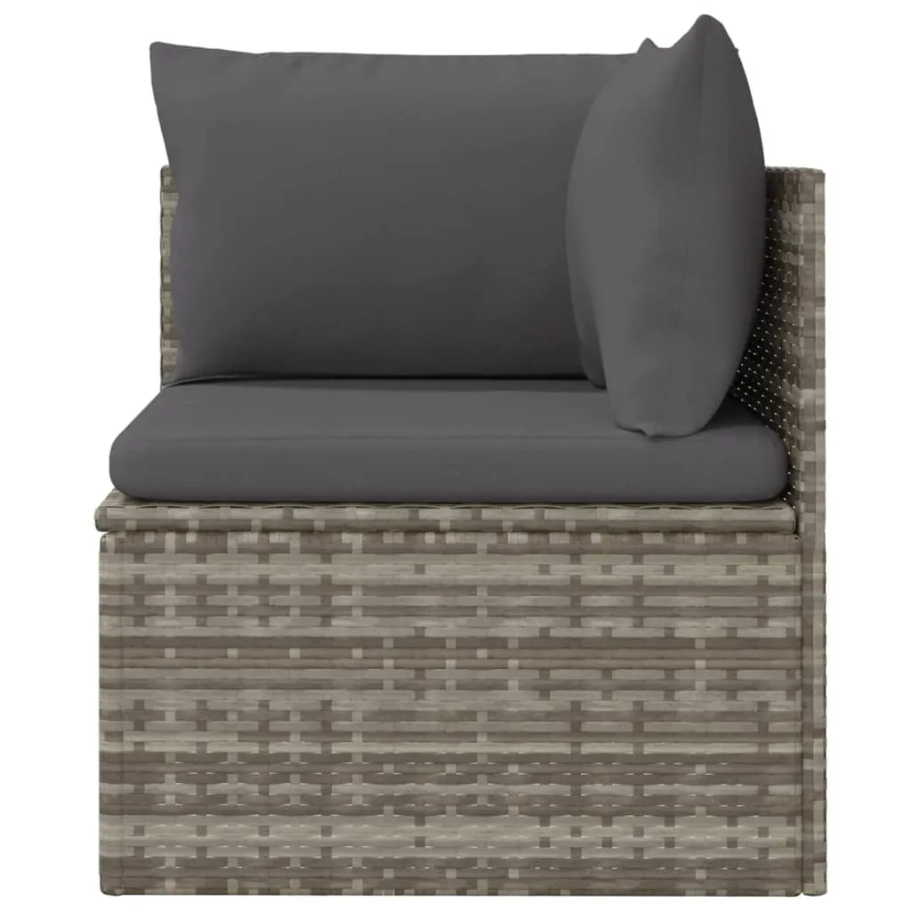 Patio Corner Sofa with Cushion Gray 22.4"x22.4"x22" Poly Rattan