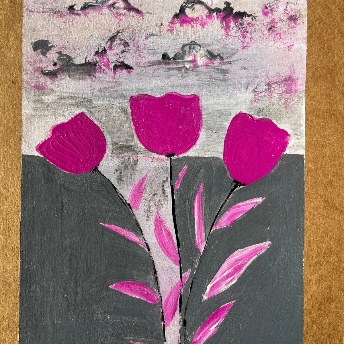 Pink Flowers Handpainted Notebook