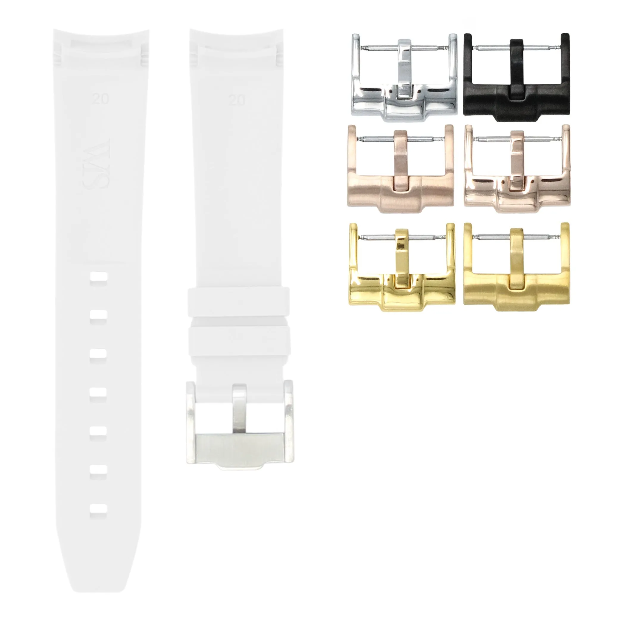Polar White - Rubber Watch Strap For Monta Noble
