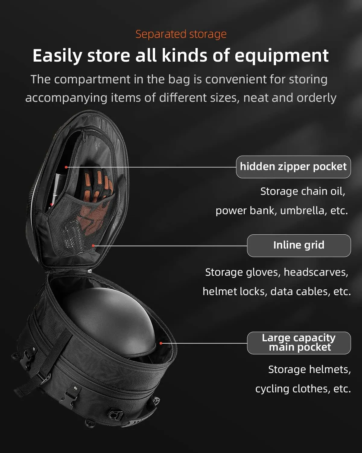 ROCKBROS 35L Hard Shell Motorcycle Tail Bag Waterproof Expandable Durable