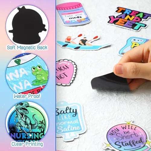 Saysurey 25 Pcs Funny Fridge Magnets Reusable Cute Nurse Refrigerator Magnets Fun Cool Magnetic Anime Refrigerator Magnets for Office School Work Adult Home Car Locker Cabinet Gifts Decorations
