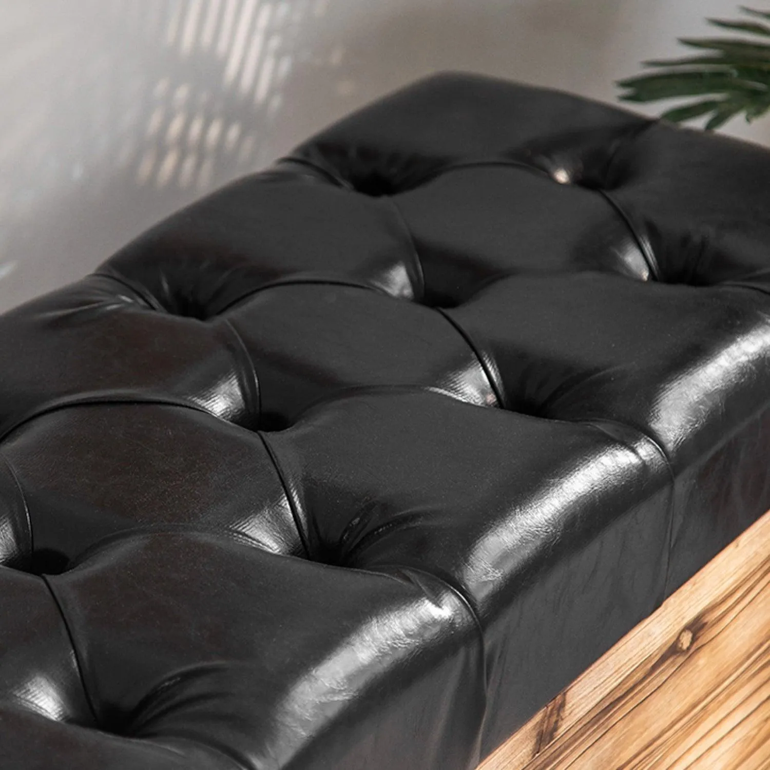 Solid Wood Shoe Changing Ottoman Entryway Bench