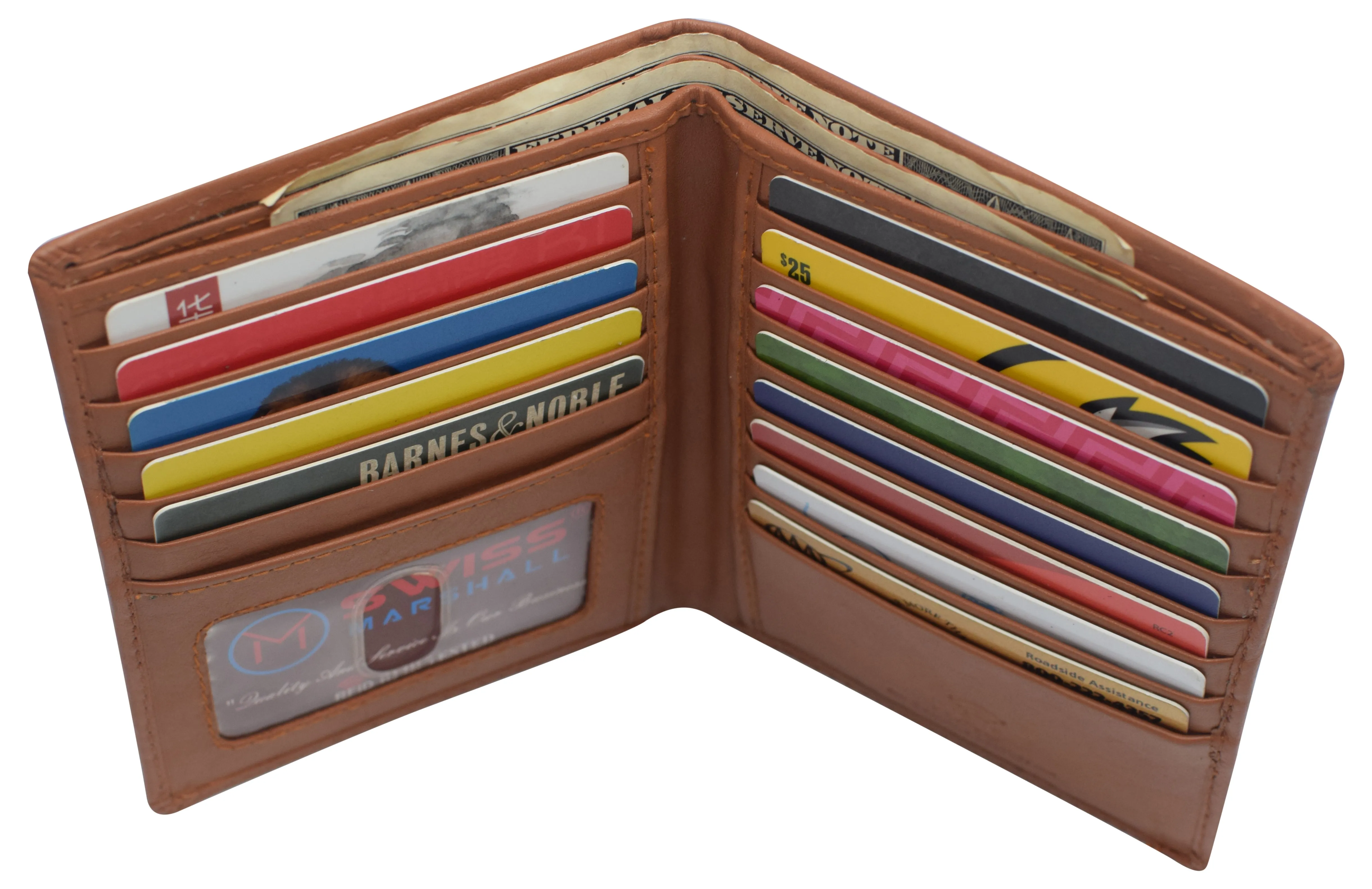 Swiss Marshall RFID Men's Slim Bifold Hipster Premium Leather Euro Wallet