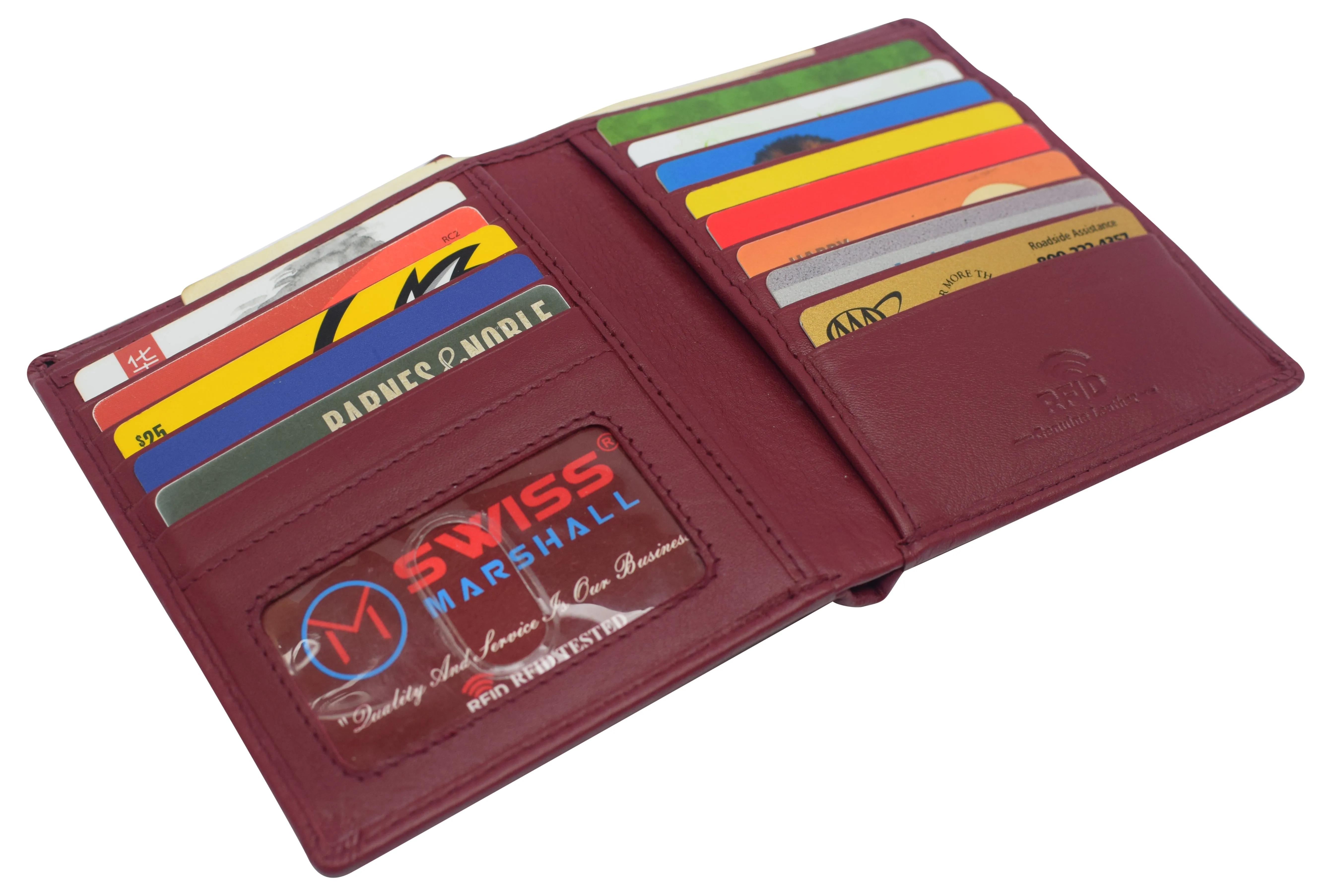 Swiss Marshall RFID Men's Slim Bifold Hipster Premium Leather Euro Wallet