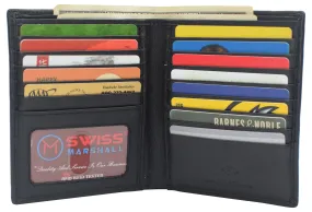 Swiss Marshall RFID Men's Slim Bifold Hipster Premium Leather Euro Wallet