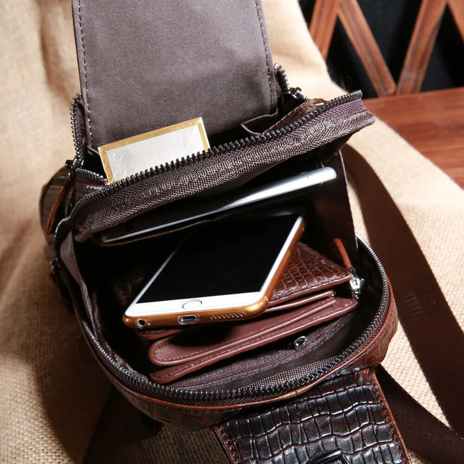 The Croc Ridge - Leather Sling Bag