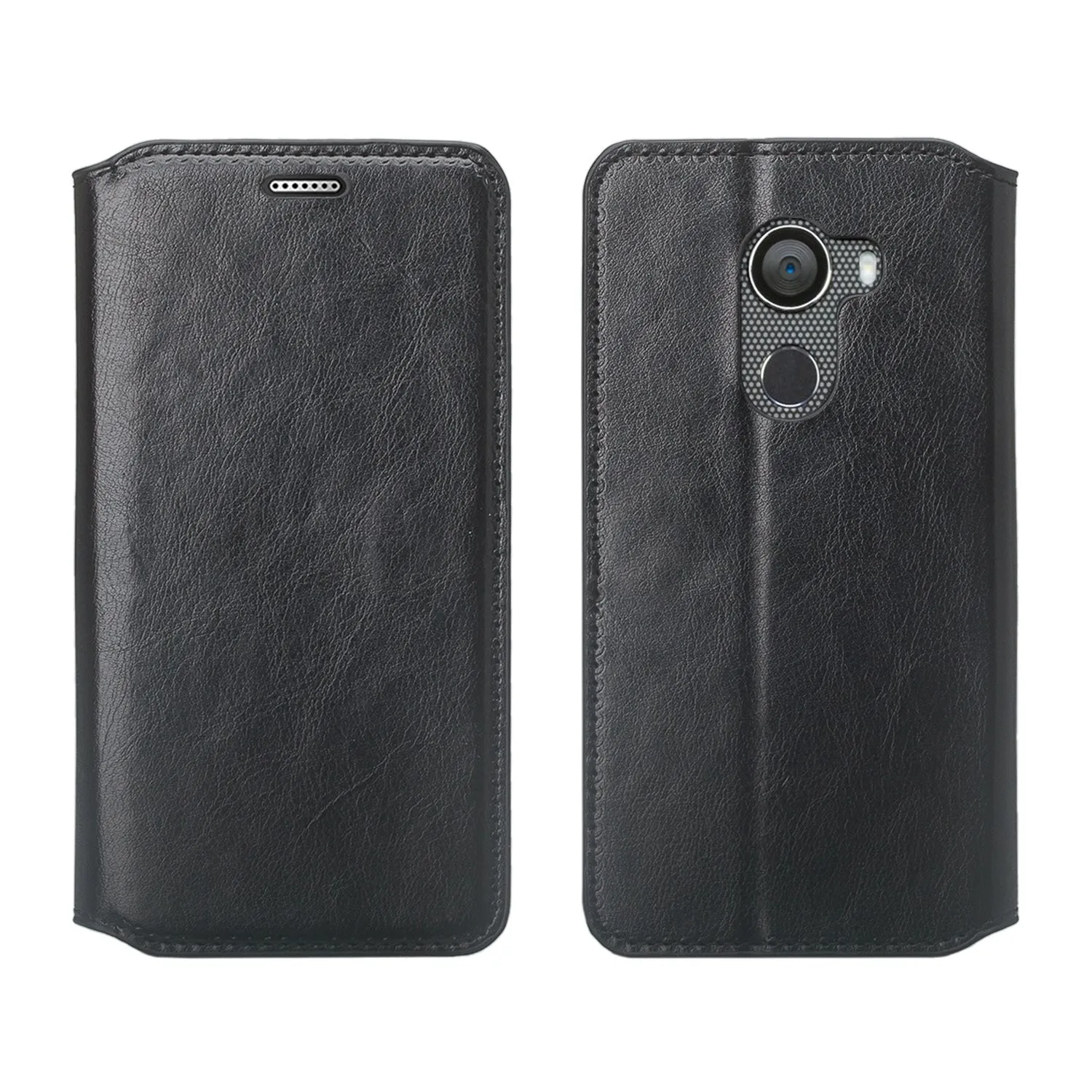 Tmobile REVVL, Alcatel A30 Plus, A30 Fierce, Alcatel Walters Case, Pu Leather Wallet Flip [Kickstand] Cover with ID & Credit Card Slots - Black