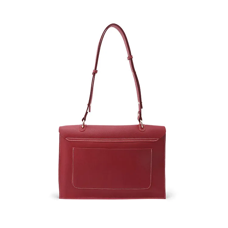 Women's Red Leather Satchel Over the Shoulder Bag Handbags Purse for Women