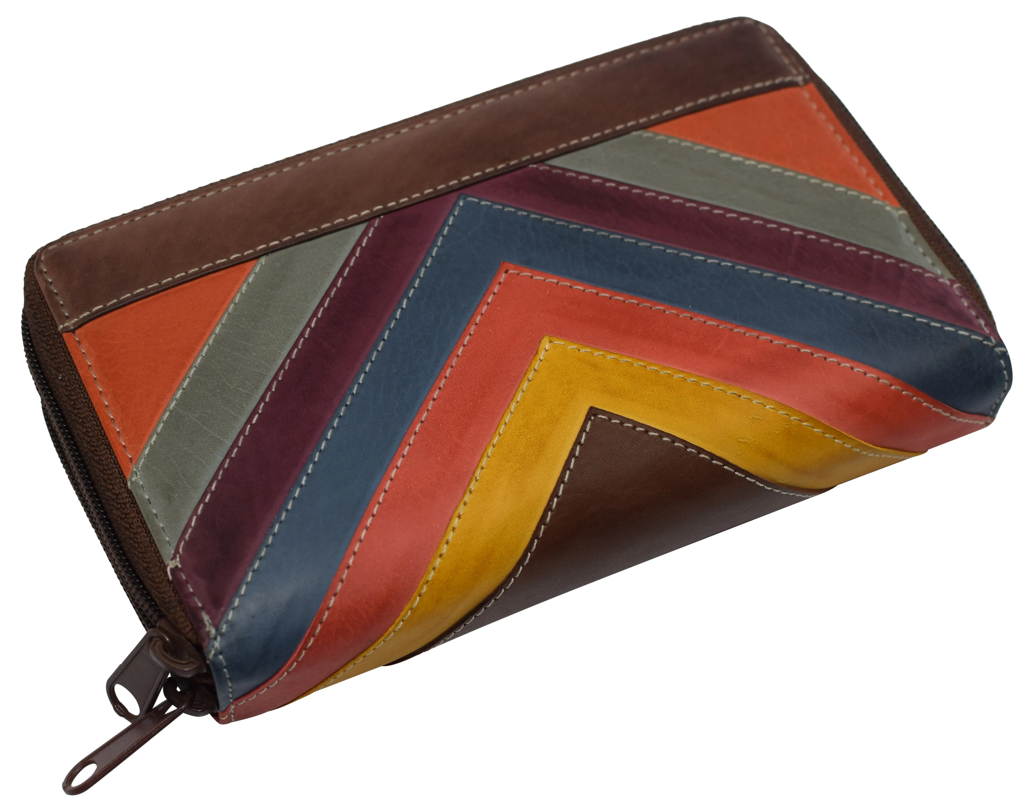Women's RFID Blocking Double Zipper Smartphone Leather Wallet with Removable Checkbook Holder