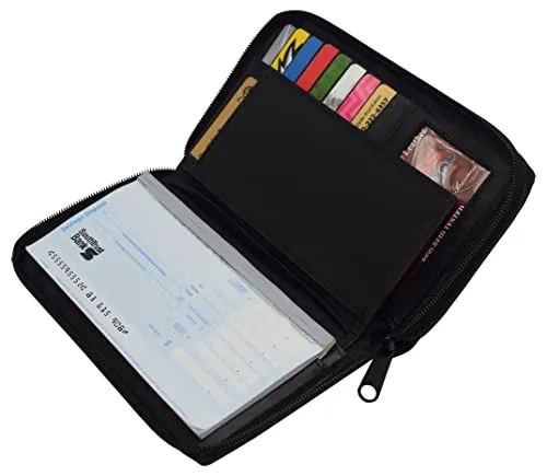Women's RFID Blocking Double Zipper Smartphone Leather Wallet with Removable Checkbook Holder