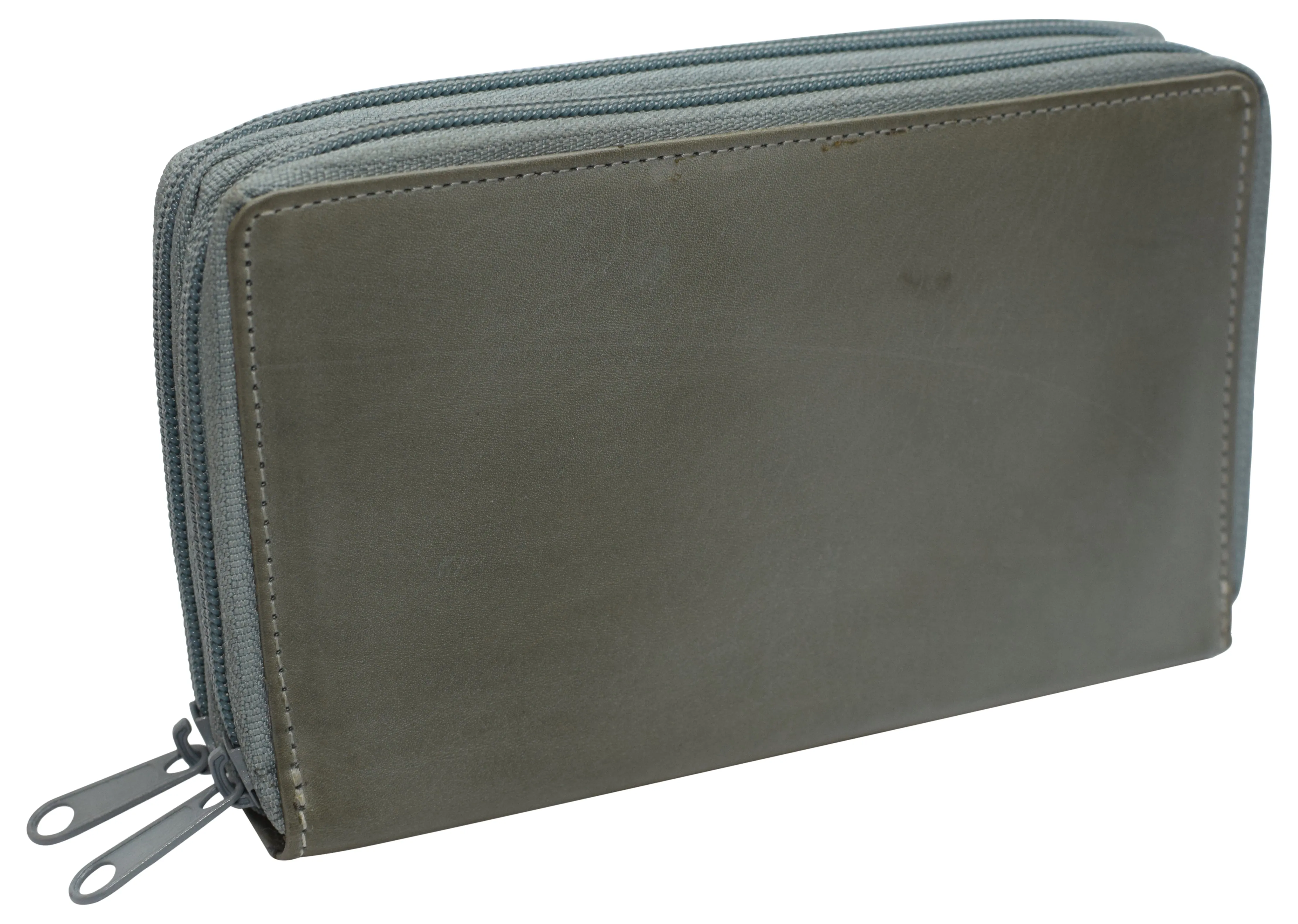 Women's RFID Blocking Double Zipper Smartphone Leather Wallet with Removable Checkbook Holder